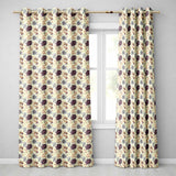 Vintage Floral Chrysanthemum Flowers on Cream Background Seamless Pattern  Readymade Eyelet Ring Top Thermal 100% Blackout Curtains