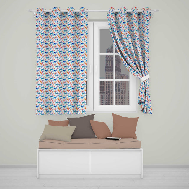 Bright Rainbow Butterflies with Colorful Floral Accents Seamless Pattern  Readymade Eyelet Ring Top Thermal 100% Blackout Curtains