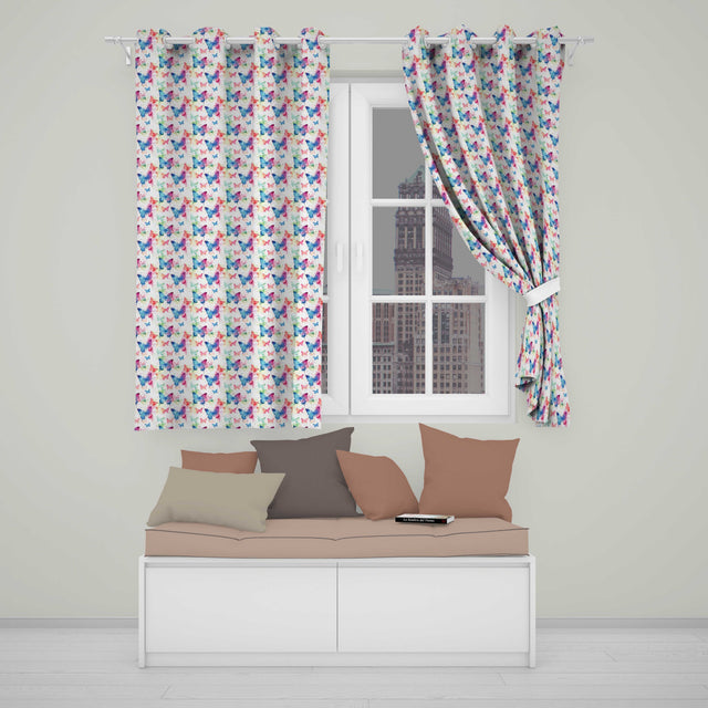 Artistic Watercolor Butterflies with Paint Splash Effect Seamless Pattern  Readymade Eyelet Ring Top Thermal 100% Blackout Curtains