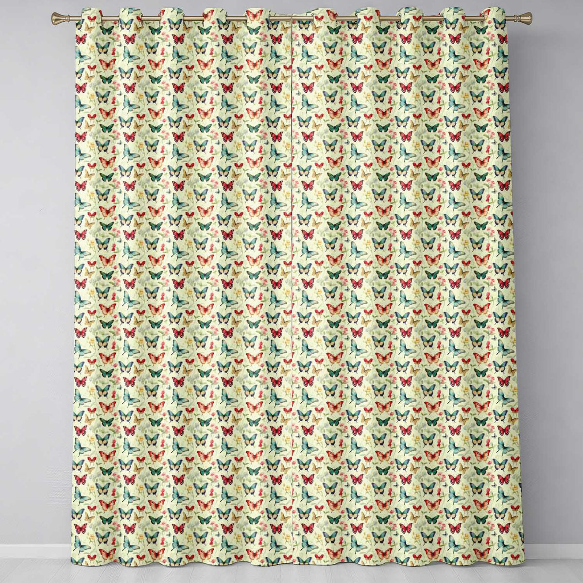Elegant Vintage Butterflies with Floral Garden Elements Seamless Pattern  Readymade Eyelet Ring Top Thermal 100% Blackout Curtains