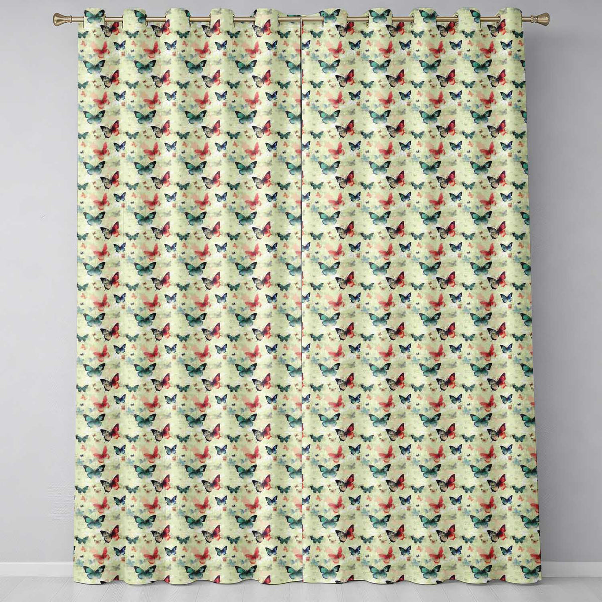 Muted Tone Butterflies with Artistic Grunge Background Seamless Pattern  Readymade Eyelet Ring Top Thermal 100% Blackout Curtains