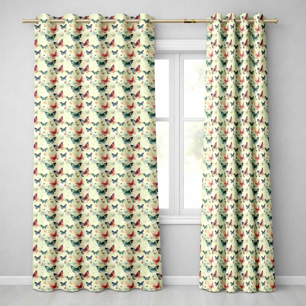 Muted Tone Butterflies with Artistic Grunge Background Seamless Pattern  Readymade Eyelet Ring Top Thermal 100% Blackout Curtains