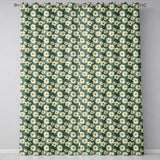 Dark Teal Background White Daisy Floral Seamless Pattern  Readymade Eyelet Ring Top Thermal 100% Blackout Curtains