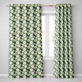 Dark Teal Background White Daisy Floral Seamless Pattern  Readymade Eyelet Ring Top Thermal 100% Blackout Curtains