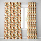 Rustic Orange and Cream Daisy Floral Seamless Pattern  Readymade Eyelet Ring Top Thermal 100% Blackout Curtains
