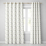 Soft Blue Floral with Gold Speckle Seamless Pattern  Readymade Eyelet Ring Top Thermal 100% Blackout Curtains