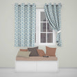 Cool Blue Daisy Style Floral Seamless Pattern  Readymade Eyelet Ring Top Thermal 100% Blackout Curtains
