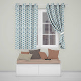Cool Blue Daisy Style Floral Seamless Pattern  Readymade Eyelet Ring Top Thermal 100% Blackout Curtains