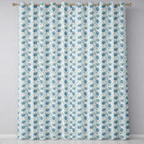 Cool Blue Daisy Style Floral Seamless Pattern  Readymade Eyelet Ring Top Thermal 100% Blackout Curtains
