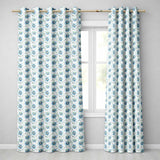 Cool Blue Daisy Style Floral Seamless Pattern  Readymade Eyelet Ring Top Thermal 100% Blackout Curtains