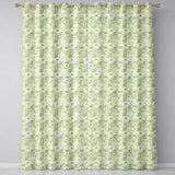 Soft Meadow Green Wildflower Botanical Seamless Pattern  Readymade Eyelet Ring Top Thermal 100% Blackout Curtains