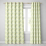 Soft Meadow Green Wildflower Botanical Seamless Pattern  Readymade Eyelet Ring Top Thermal 100% Blackout Curtains