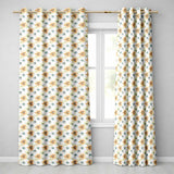 Soft Orange and Blue Floral Watercolor Seamless Pattern  Readymade Eyelet Ring Top Thermal 100% Blackout Curtains