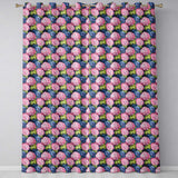 Pink and Blue Hydrangea Floral Seamless Pattern Dark Background  Readymade Eyelet Ring Top Thermal 100% Blackout Curtains