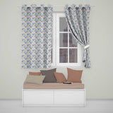 Pastel Blue and Pink Hydrangea Floral Seamless Pattern  Readymade Eyelet Ring Top Thermal 100% Blackout Curtains