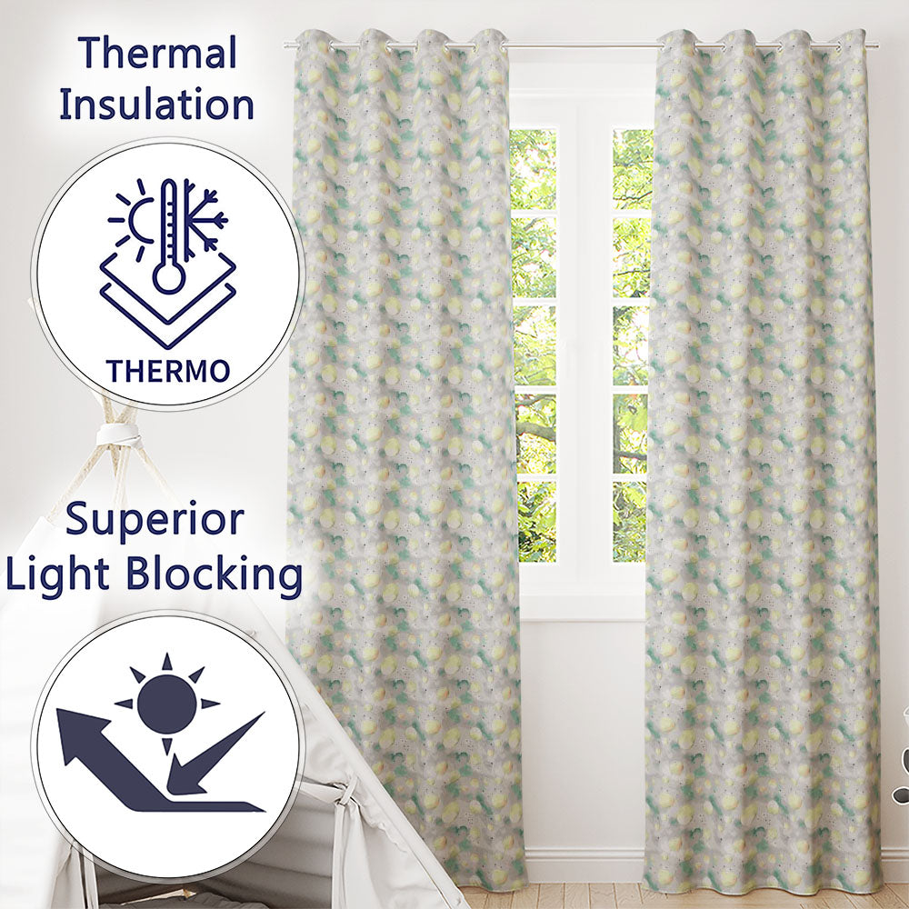 Soft Beige Moon and Cloud Watercolor Seamless Pattern  Readymade Eyelet Ring Top Thermal 100% Blackout Curtains