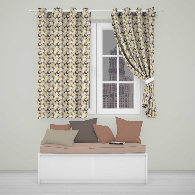 Neutral Beige Celestial Moon and Stars Seamless Pattern  Readymade Eyelet Ring Top Thermal 100% Blackout Curtains