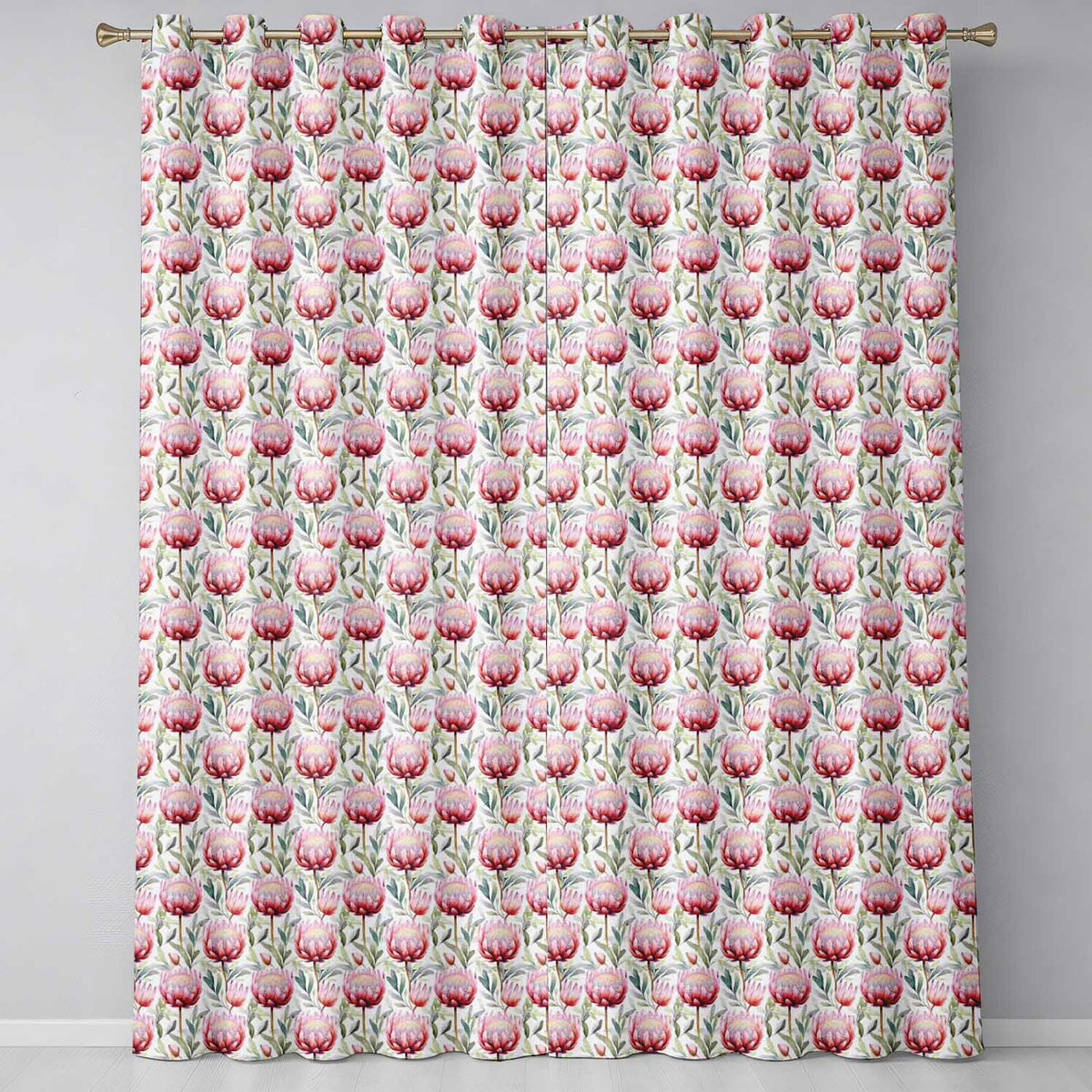 Elegant Protea Floral Arrangement Seamless Pattern  Readymade Eyelet Ring Top Thermal 100% Blackout Curtains