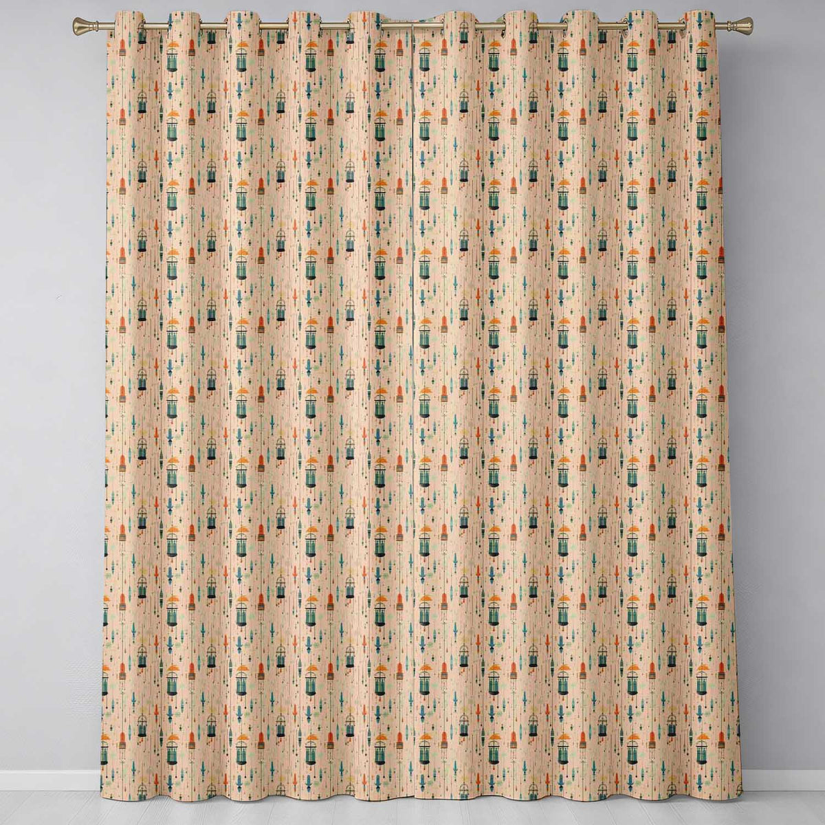 Abstract Hanging Tassels and Brushstroke Background Seamless Pattern  Readymade Eyelet Ring Top Thermal 100% Blackout Curtains