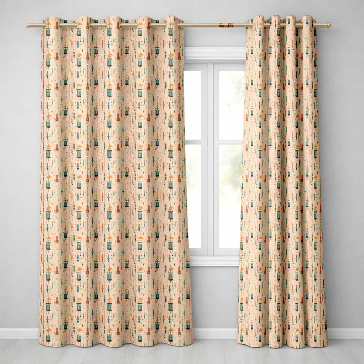 Abstract Hanging Tassels and Brushstroke Background Seamless Pattern  Readymade Eyelet Ring Top Thermal 100% Blackout Curtains