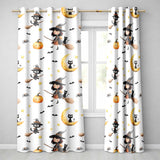 Cute Halloween Witch Girl with Black Cats Moon and Stars Seamless Pattern  Readymade Eyelet Ring Top Thermal 100% Blackout Curtains