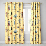 Halloween Zombie Mummy Vampire and Bat Characters Beige Background   Readymade Eyelet Ring Top Thermal 100% Blackout Curtains