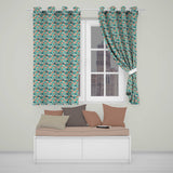 Modern Flamingo Birds with Teal Tropical Leaves Seamless Pattern  Readymade Eyelet Ring Top Thermal 100% Blackout Curtains