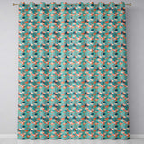 Modern Flamingo Birds with Teal Tropical Leaves Seamless Pattern  Readymade Eyelet Ring Top Thermal 100% Blackout Curtains
