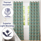 Modern Flamingo Birds with Teal Tropical Leaves Seamless Pattern  Readymade Eyelet Ring Top Thermal 100% Blackout Curtains