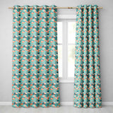 Modern Flamingo Birds with Teal Tropical Leaves Seamless Pattern  Readymade Eyelet Ring Top Thermal 100% Blackout Curtains