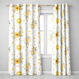 Yellow Sunflowers with Soft Botanical Background Seamless Pattern  Readymade Eyelet Ring Top Thermal 100% Blackout Curtains