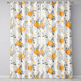 Fresh Oranges with Delicate Floral Botanical Pattern Seamless  Readymade Eyelet Ring Top Thermal 100% Blackout Curtains