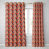 Watercolor Red Apples with Deep Blue Background Seamless Pattern  Readymade Eyelet Ring Top Thermal 100% Blackout Curtains