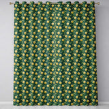 Elegant Golden Apples and Leaves on Dark Green Seamless Pattern  Readymade Eyelet Ring Top Thermal 100% Blackout Curtains