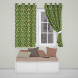 Vintage Yellow Apples with Leaves on Green Background Seamless Pattern  Readymade Eyelet Ring Top Thermal 100% Blackout Curtains