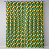 Vintage Yellow Apples with Leaves on Green Background Seamless Pattern  Readymade Eyelet Ring Top Thermal 100% Blackout Curtains