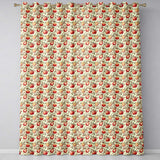 Vintage Red Apples with Detailed Leaves Botanical Seamless Pattern  Readymade Eyelet Ring Top Thermal 100% Blackout Curtains