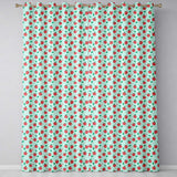 Modern Red Apples with Leaves on Mint Background Seamless Pattern  Readymade Eyelet Ring Top Thermal 100% Blackout Curtains