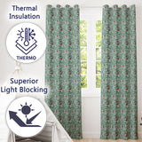 Botanical Branches with Red Berries and Leaves Seamless Pattern  Readymade Eyelet Ring Top Thermal 100% Blackout Curtains