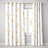 Cute Crescent Moon Stars and Clouds Neutral Seamless Pattern  Readymade Eyelet Ring Top Thermal 100% Blackout Curtains