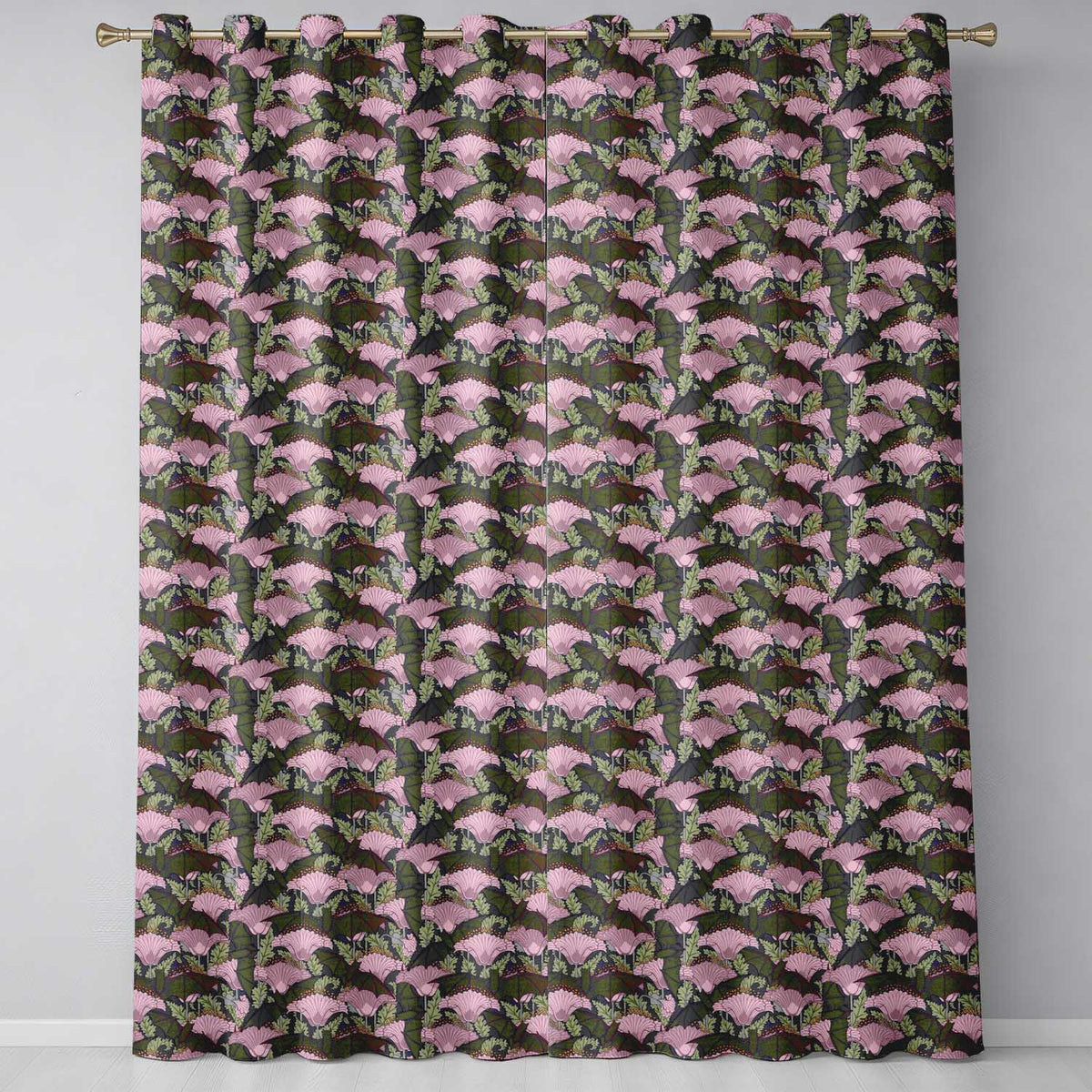 Vintage Bats and Floral Art Nouveau Style Seamless Pattern  Readymade Eyelet Ring Top Thermal 100% Blackout Curtains