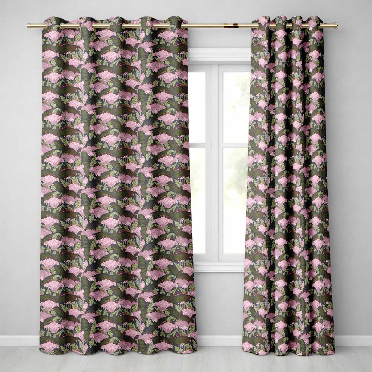Vintage Bats and Floral Art Nouveau Style Seamless Pattern  Readymade Eyelet Ring Top Thermal 100% Blackout Curtains