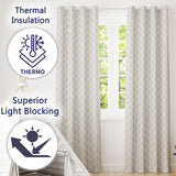 Classic Beige Ornamental Damask Motif Seamless Pattern  Readymade Eyelet Ring Top Thermal 100% Blackout Curtains