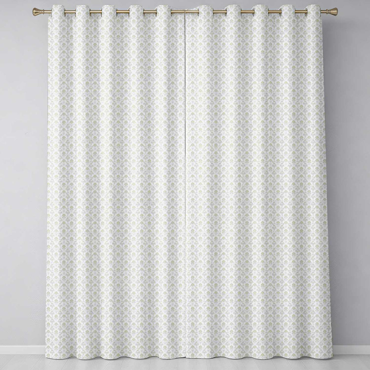 Vintage Beige Floral Damask Repeating Seamless Pattern  Readymade Eyelet Ring Top Thermal 100% Blackout Curtains
