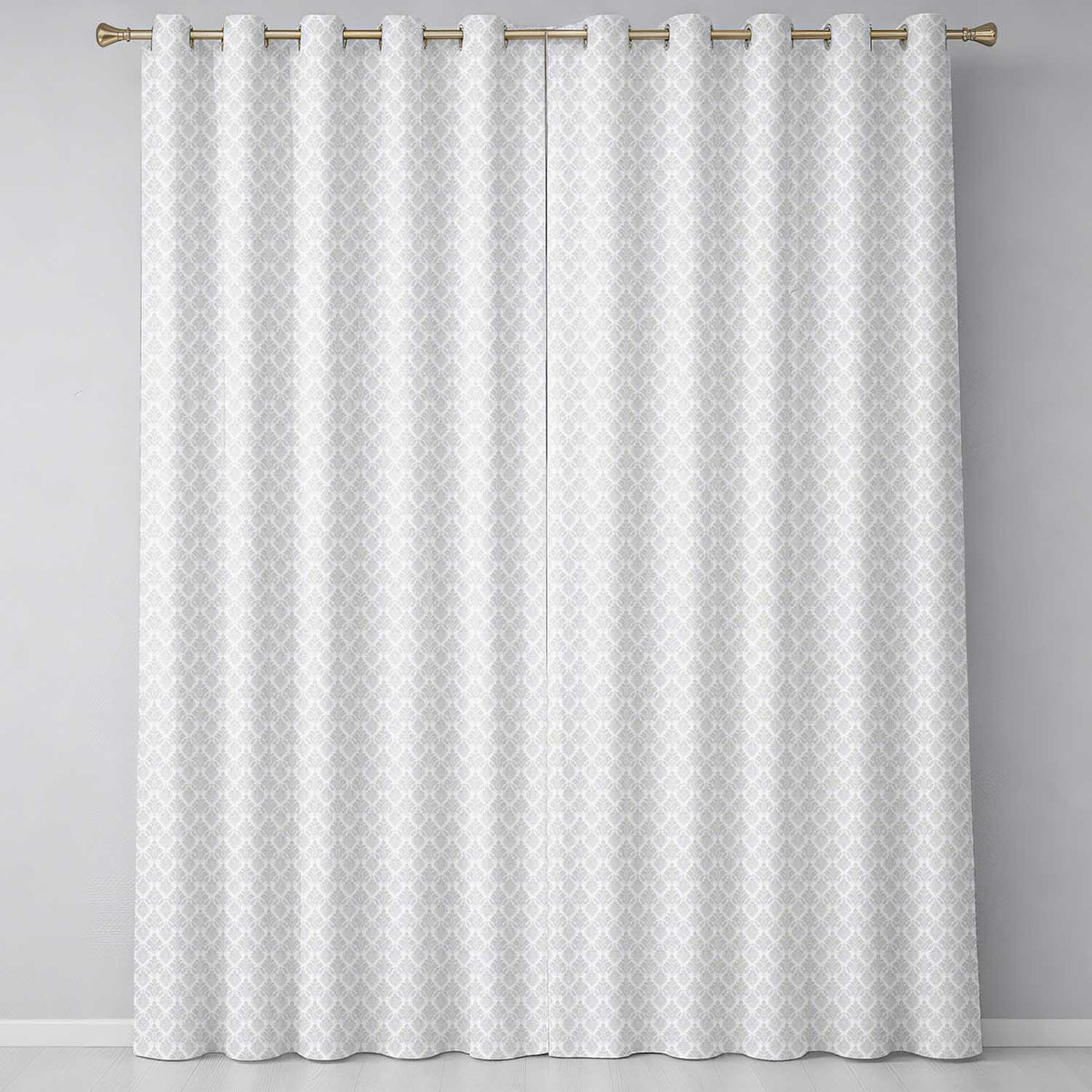 Elegant Small Scale Floral Damask Beige Seamless Pattern  Readymade Eyelet Ring Top Thermal 100% Blackout Curtains