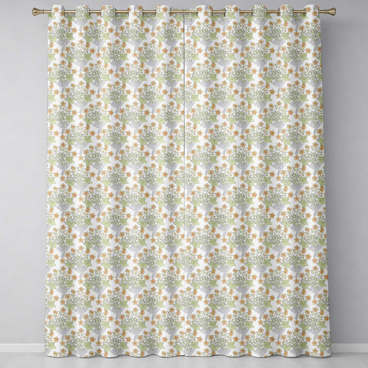 Vintage Botanical Flowers and Leaves Natural Seamless Pattern  Readymade Eyelet Ring Top Thermal 100% Blackout Curtains