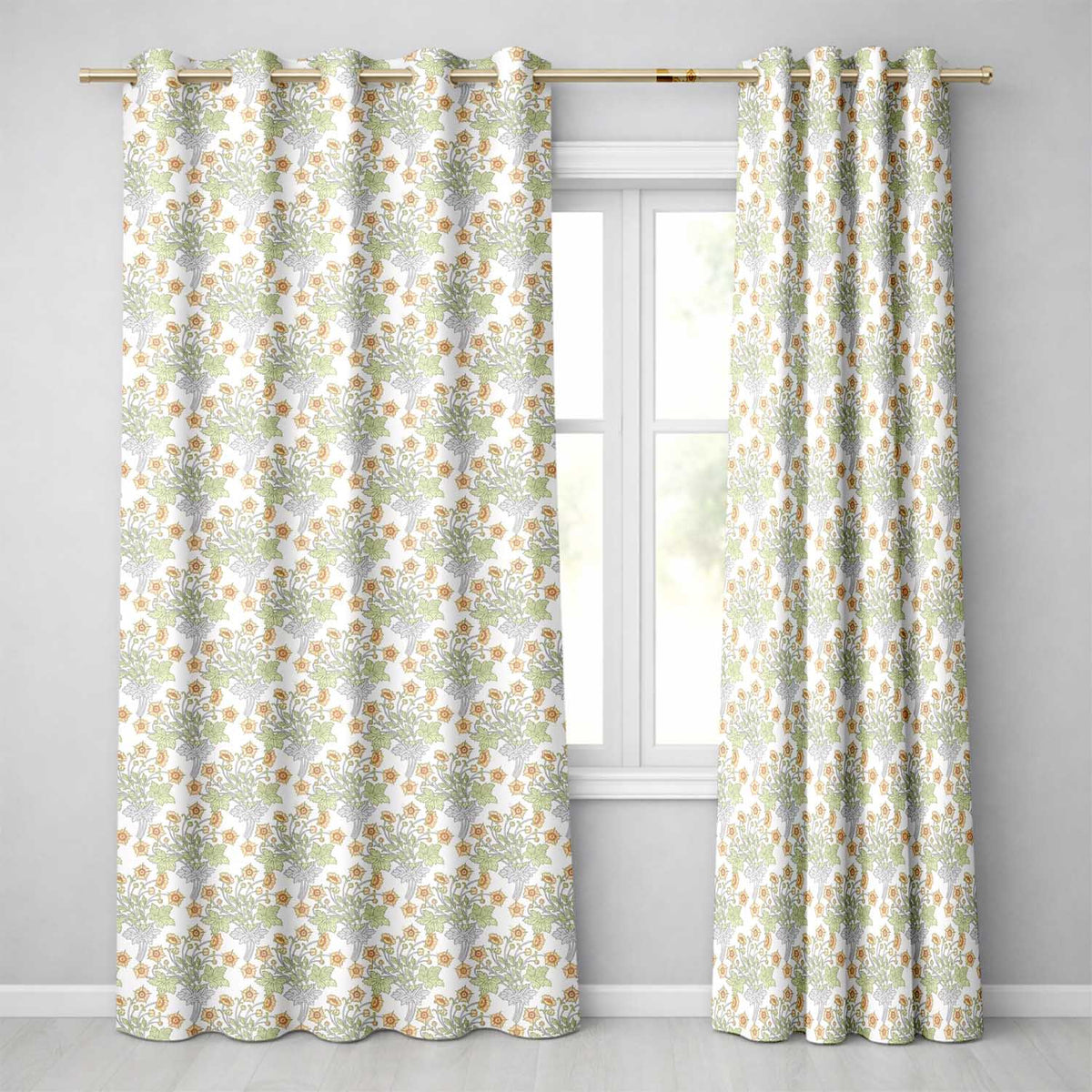 Vintage Botanical Flowers and Leaves Natural Seamless Pattern  Readymade Eyelet Ring Top Thermal 100% Blackout Curtains
