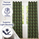 Green and Gold Butterfly Ornamental Luxury Seamless Pattern  Readymade Eyelet Ring Top Thermal 100% Blackout Curtains