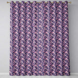 Pink Cherry Blossom Branches Purple Background Seamless Pattern  Readymade Eyelet Ring Top Thermal 100% Blackout Curtains
