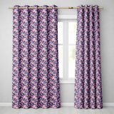 Pink Cherry Blossom Branches Purple Background Seamless Pattern  Readymade Eyelet Ring Top Thermal 100% Blackout Curtains